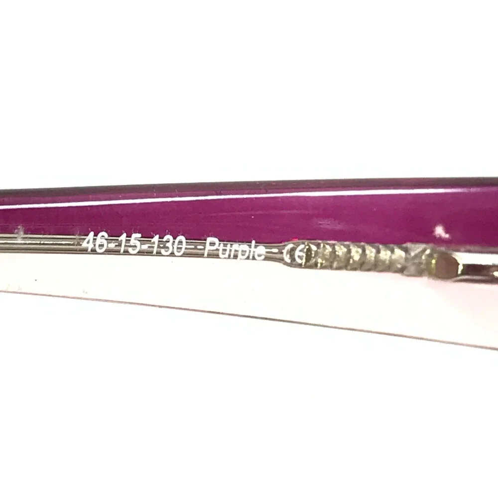4U Eyeglasses Frames US55 Purple Clear Pink Rectangle Full Rim 46-15-130